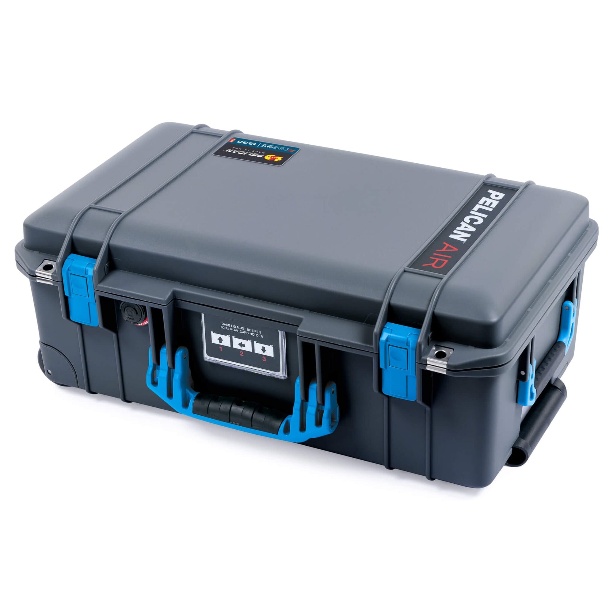 Pelican 1535 Air Case, Charcoal with Blue Handles & Push-Button Latches ColorCase 