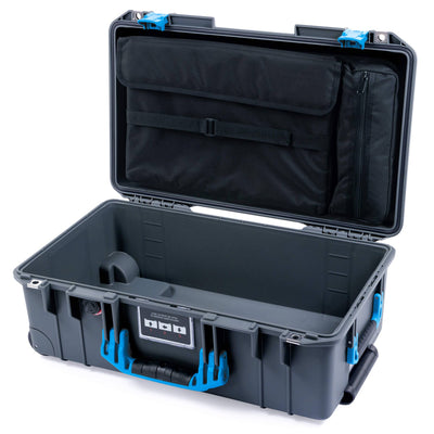 Pelican 1535 Air Case, Charcoal with Blue Handles & Push-Button Latches Computer Pouch Only ColorCase 015350-0200-520-120