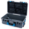 Pelican 1535 Air Case, Charcoal with Blue Handles & Push-Button Latches Mesh Lid Organizer Only ColorCase 015350-0100-520-120