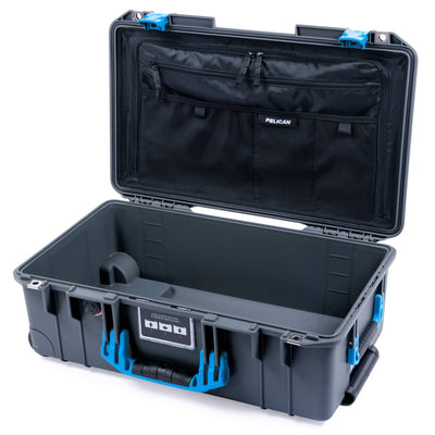 Pelican 1535 Air Case, Charcoal with Blue Handles & Push-Button Latches Combo-Pouch Lid Organizer Only ColorCase 015350-0300-520-120