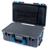 Pelican 1535 Air Case, Charcoal with Blue Handles & Push-Button Latches Pick & Pluck Foam with Computer Pouch ColorCase 015350-0201-520-120