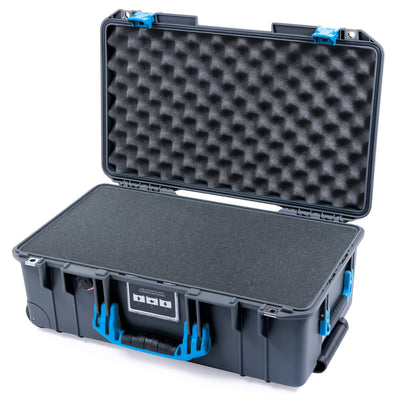 Pelican 1535 Air Case, Charcoal with Blue Handles & Push-Button Latches Pick & Pluck Foam with Convoluted Lid Foam ColorCase 015350-0001-520-120