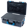 Pelican 1535 Air Case, Charcoal with Blue Handles & Push-Button Latches Pick & Pluck Foam with Combo-Pouch Lid Organizer ColorCase 015350-0301-520-120