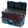 Pelican 1535 Air Case, Charcoal with Blue Handles & Push-Button Latches Custom Tool Kit (4 Foam Inserts with Mesh Lid Organizers) ColorCase 015350-0160-520-120