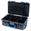 Pelican 1535 Air Case, Charcoal with Blue Handles & Push-Button Latches TrekPak Divider System with Computer Pouch ColorCase 015350-0220-520-120