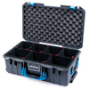Pelican 1535 Air Case, Charcoal with Blue Handles & Push-Button Latches TrekPak Divider System with Convoluted Lid Foam ColorCase 015350-0020-520-120