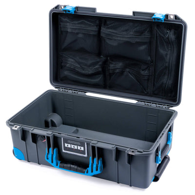 Pelican 1535 Air Case, Charcoal with Blue Handles, Push-Button Latches & Trolley Mesh Lid Organizer Only ColorCase 015350-0100-520-120-120