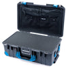 Pelican 1535 Air Case, Charcoal with Blue Handles, Push-Button Latches & Trolley Pick & Pluck Foam with Combo-Pouch Lid Organizer ColorCase 015350-0301-520-120-120