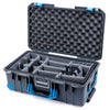 Pelican 1535 Air Case, Charcoal with Blue Handles, Push-Button Latches & Trolley Gray Padded Microfiber Dividers with Convoluted Lid Foam ColorCase 015350-0070-520-120-120