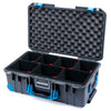 Pelican 1535 Air Case, Charcoal with Blue Handles, Push-Button Latches & Trolley TrekPak Divider System with Convoluted Lid Foam ColorCase 015350-0020-520-120-120