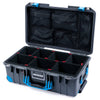 Pelican 1535 Air Case, Charcoal with Blue Handles, Push-Button Latches & Trolley TrekPak Divider System with Mesh Lid Organizer ColorCase 015350-0120-520-120-120