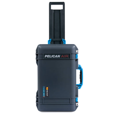 Pelican 1535 Air Case, Charcoal with Blue Handles, Push-Button Latches & Trolley ColorCase