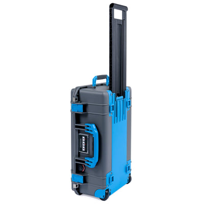 Pelican 1535 Air Case, Charcoal with Blue Handles, Push-Button Latches & Trolley ColorCase