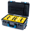 Pelican 1535 Air Case, Charcoal with Blue Handles & Push-Button Latches Yellow Padded Microfiber Dividers with Computer Pouch ColorCase 015350-0210-520-120
