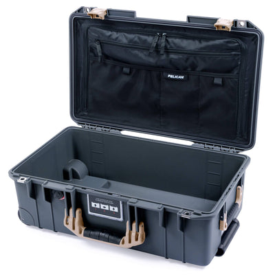 Pelican 1535 Air Case, Charcoal with Desert Tan Handles & Latches Combo-Pouch Lid Organizer Only ColorCase 015350-0300-520-310