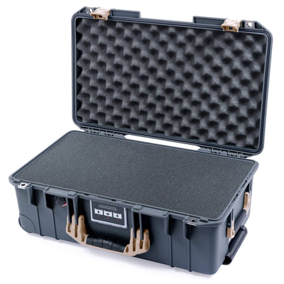 Pelican 1535 Air Case, Charcoal with Desert Tan Handles & Latches Pick & Pluck Foam with Convoluted Lid Foam ColorCase 015350-0001-520-311