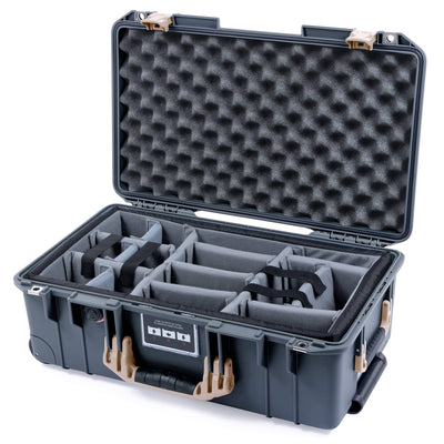 Pelican 1535 Air Case, Charcoal with Desert Tan Handles & Latches Gray Padded Microfiber Dividers with Convoluted Lid Foam ColorCase 015350-0070-520-310