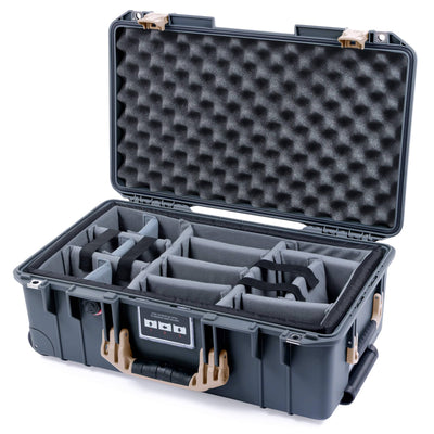 Pelican 1535 Air Case, Charcoal with Desert Tan Handles & Latches Gray Padded Microfiber Dividers with Convoluted Lid Foam ColorCase 015350-0070-520-311
