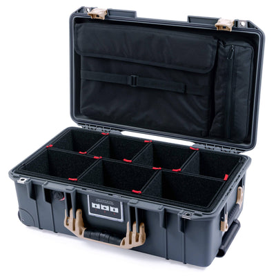Pelican 1535 Air Case, Charcoal with Desert Tan Handles & Latches TrekPak Divider System with Computer Pouch ColorCase 015350-0220-520-310