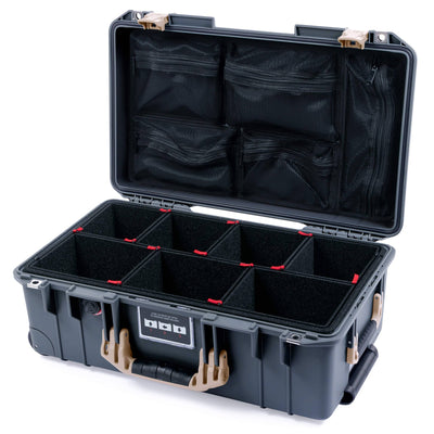 Pelican 1535 Air Case, Charcoal with Desert Tan Handles & Latches TrekPak Divider System with Mesh Lid Organizer ColorCase 015350-0120-520-311