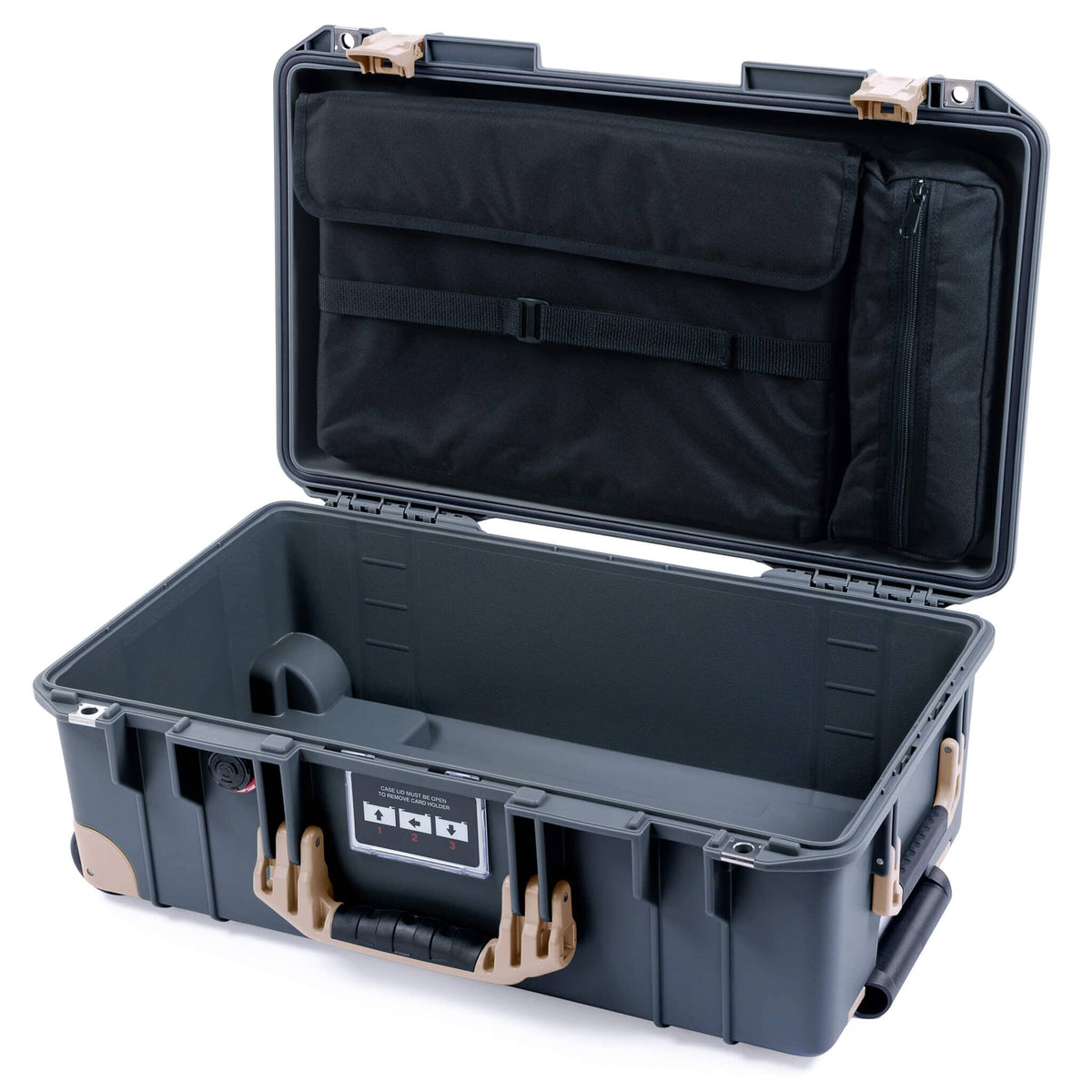 Pelican 1535 Air Case, Charcoal with Desert Tan Handles, Latches &amp; Trolley Computer Pouch Only ColorCase 015350-0200-520-311-310