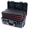Pelican 1535 Air Case, Charcoal with Desert Tan Handles, Latches & Trolley Custom Tool Kit (4 Foam Inserts with Mesh Lid Organizers) ColorCase 015350-0160-520-311-310