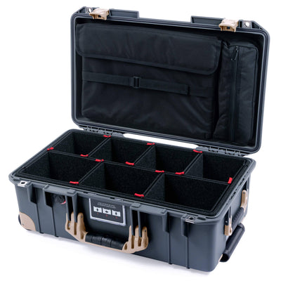 Pelican 1535 Air Case, Charcoal with Desert Tan Handles, Latches & Trolley TrekPak Divider System with Computer Pouch ColorCase 015350-0220-520-311-310