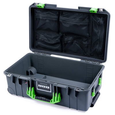 Pelican 1535 Air Case, Charcoal with Lime Green Handles & Latches Mesh Lid Organizer Only ColorCase 015350-0100-520-301