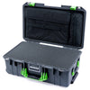 Pelican 1535 Air Case, Charcoal with Lime Green Handles & Latches Pick & Pluck Foam with Computer Pouch ColorCase 015350-0201-520-301