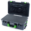 Pelican 1535 Air Case, Charcoal with Lime Green Handles & Latches Pick & Pluck Foam with Combo-Pouch Lid Organizer ColorCase 015350-0301-520-301