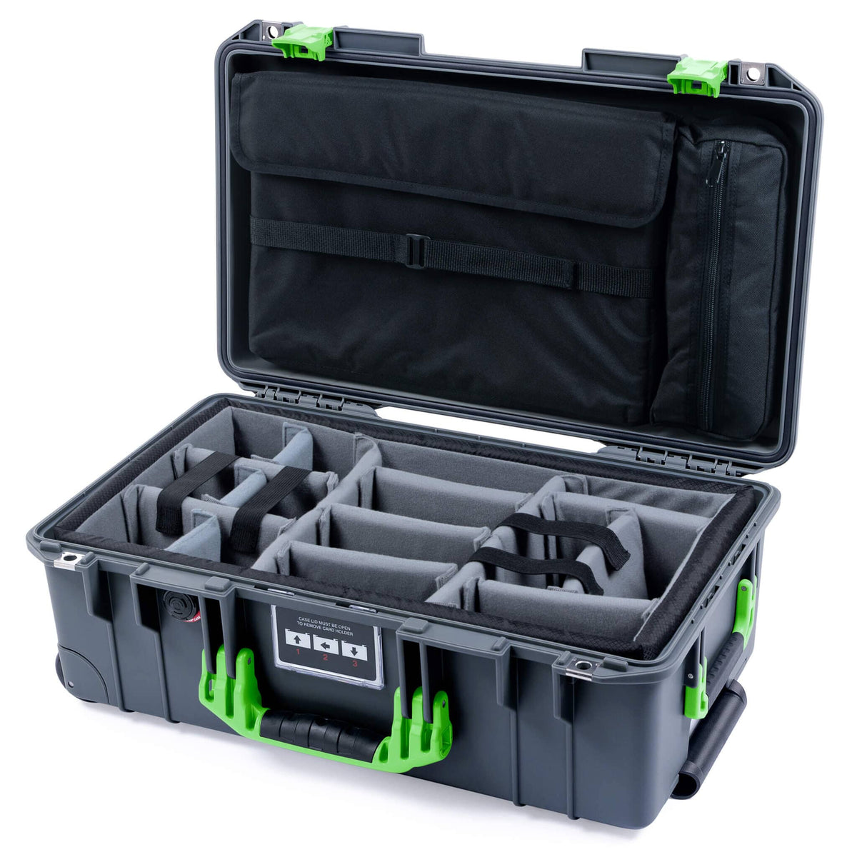 Pelican 1535 Air Carry-on Case - Charcoal &amp; Lime Green