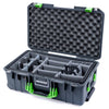 Pelican 1535 Air Case, Charcoal with Lime Green Handles & Latches Gray Padded Microfiber Dividers with Convoluted Lid Foam ColorCase 015350-0070-520-301