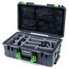 Pelican 1535 Air Case, Charcoal with Lime Green Handles & Latches Gray Padded Microfiber Dividers with Mesh Lid Organizer ColorCase 015350-0170-520-301