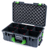 Pelican 1535 Air Case, Charcoal with Lime Green Handles & Latches TrekPak Divider System with Convoluted Lid Foam ColorCase 015350-0020-520-301