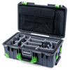 Pelican 1535 Air Case, Charcoal with Lime Green Handles, Latches & Trolley Gray Padded Microfiber Dividers with Computer Pouch ColorCase 015350-0270-520-301-300