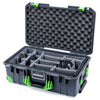 Pelican 1535 Air Case, Charcoal with Lime Green Handles, Latches & Trolley Gray Padded Microfiber Dividers with Convoluted Lid Foam ColorCase 015350-0070-520-301-300