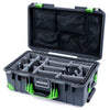 Pelican 1535 Air Case, Charcoal with Lime Green Handles, Latches & Trolley Gray Padded Microfiber Dividers with Mesh Lid Organizer ColorCase 015350-0170-520-301-300
