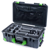 Pelican 1535 Air Case, Charcoal with Lime Green Handles, Latches & Trolley Gray Padded Microfiber Dividers with Combo-Pouch Lid Organizer ColorCase 015350-0370-520-301-300