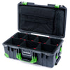Pelican 1535 Air Case, Charcoal with Lime Green Handles, Latches & Trolley TrekPak Divider System with Computer Pouch ColorCase 015350-0220-520-301-300