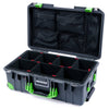 Pelican 1535 Air Case, Charcoal with Lime Green Handles, Latches & Trolley TrekPak Divider System with Mesh Lid Organizer ColorCase 015350-0120-520-301-300