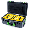 Pelican 1535 Air Case, Charcoal with Lime Green Handles & Latches Yellow Padded Microfiber Dividers with Computer Pouch ColorCase 015350-0210-520-301