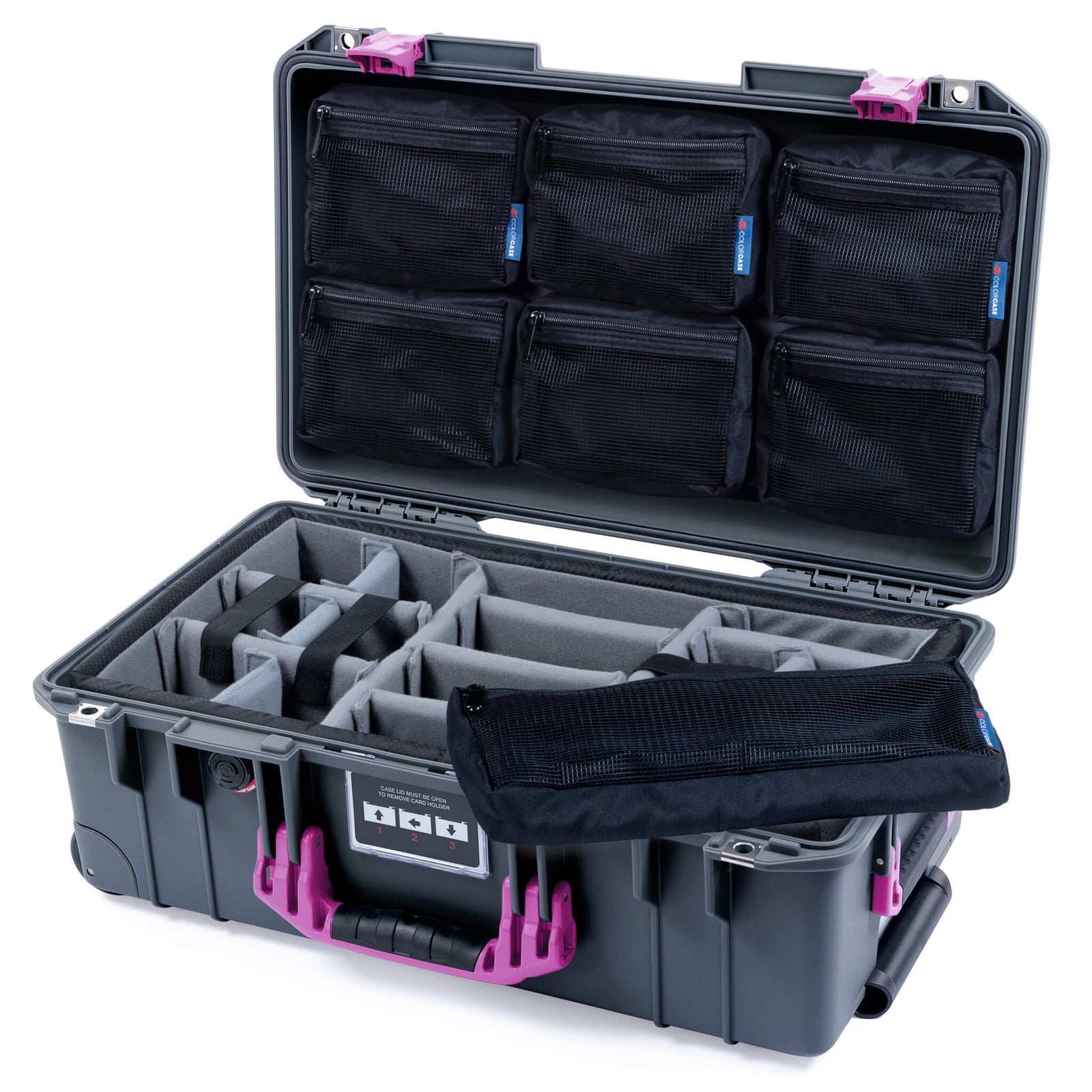 Pelican 1535 Air Carry-on Case - Charcoal & Magenta