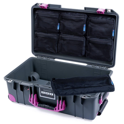 Pelican 1535 Air Case, Charcoal with Magenta Handles, Latches & Trolley 7-Piece Removable Mesh Pouches Only ColorCase 015350-0700-520-401-400