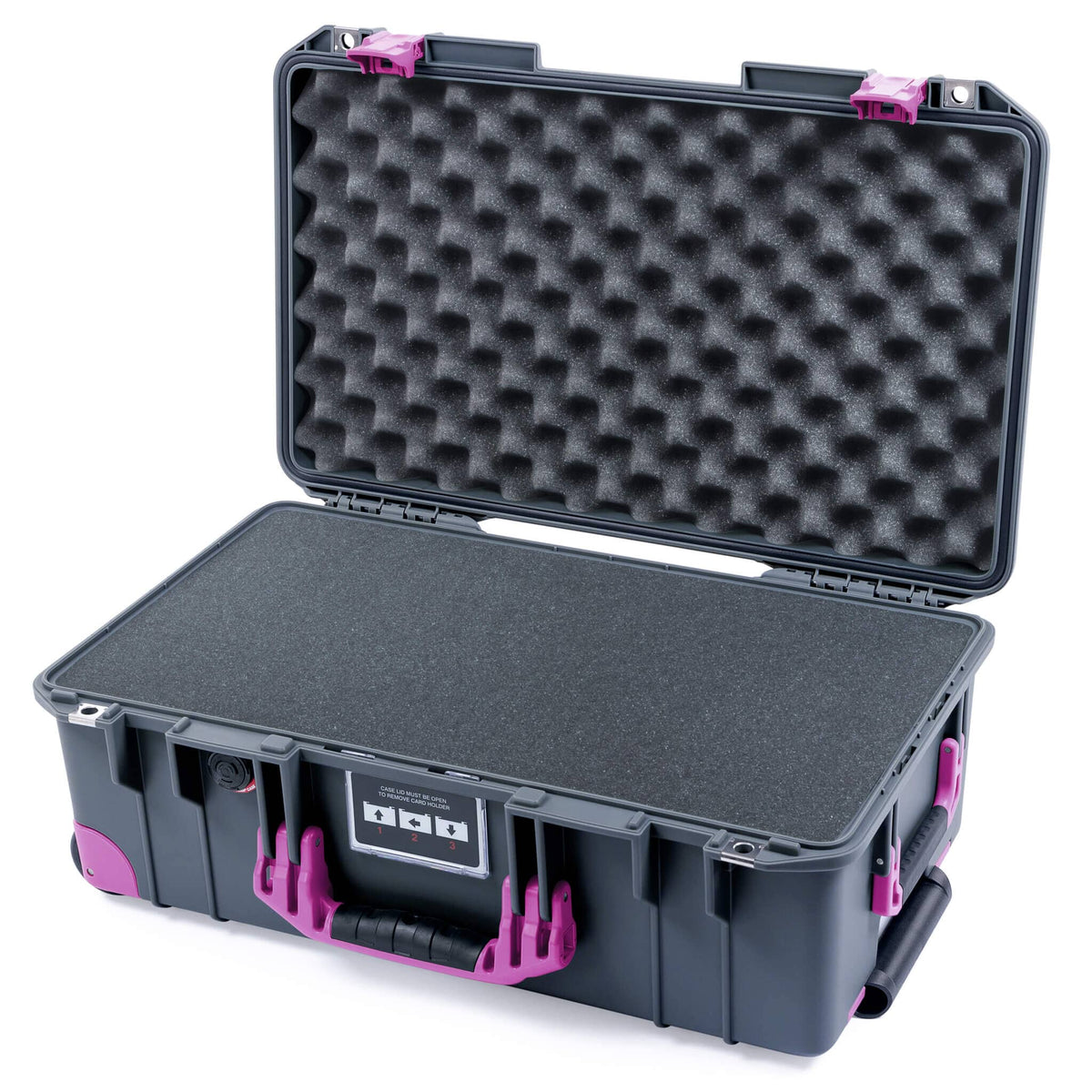 Pelican 1535 Air Case, Charcoal with Magenta Handles, Latches &amp; Trolley Pick &amp; Pluck Foam with Convoluted Lid Foam ColorCase 015350-0001-520-401-400