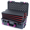 Pelican 1535 Air Case, Charcoal with Magenta Handles, Latches & Trolley Custom Tool Kit (4 Foam Inserts with Convoluted Lid Foam) ColorCase 015350-0060-520-401-400