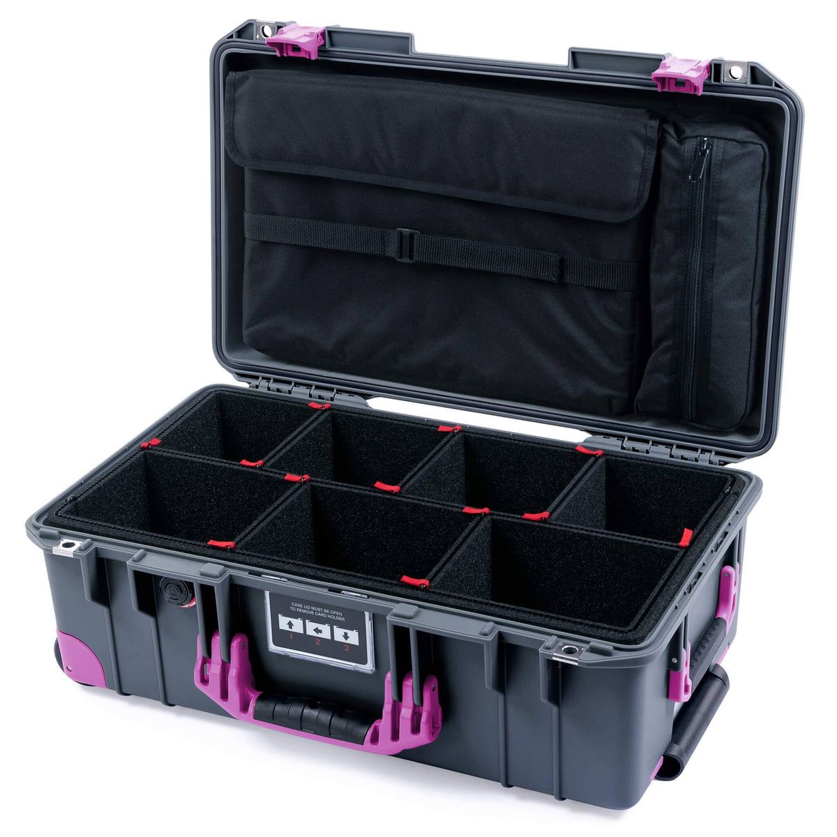 Pelican 1535 Air Carry-on Case - Charcoal &amp; Magenta Trolley