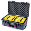 Pelican 1535 Air Case, Charcoal with Magenta Handles, Latches & Trolley Yellow Padded Microfiber Dividers with Convoluted Lid Foam ColorCase 015350-0010-520-401-400