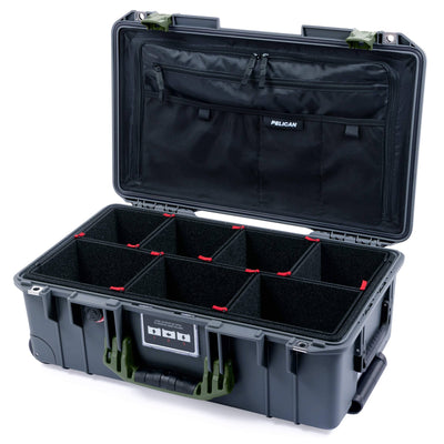 Pelican 1535 Air Case, Charcoal with OD Green Handles & Latches TrekPak Divider System with Combo-Pouch Lid Organizer ColorCase 015350-0320-520-131
