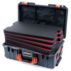 Pelican 1535 Air Case, Charcoal with Orange Handles & Push-Button Latches Custom Tool Kit (4 Foam Inserts with Mesh Lid Organizers) ColorCase 015350-0160-520-150