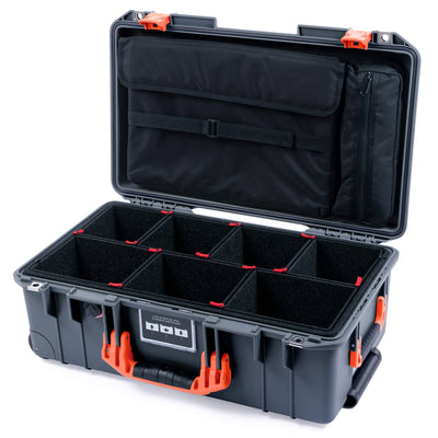Pelican 1535 Air Case, Charcoal with Orange Handles & Push-Button Latches TrekPak Divider System with Computer Pouch ColorCase 015350-0220-520-150